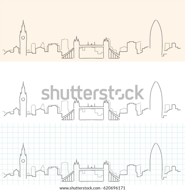 London Hand Drawn Skyline Stock Vector (Royalty Free) 620696171