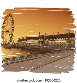 London hand drawn, vector illustration