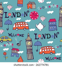 London hand drawn vector pattern