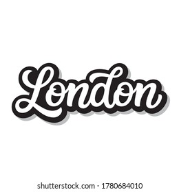 Londres. Palabra con letras a mano. Tipografía vectorial para logotipos, tarjetas, camisetas, souvenirs, carteles, pancartas