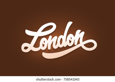 London hand written lettering typography. Modern brush calligraphy for poster, print, greeting card and postcard. Vector illustration