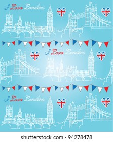 London Houses of Parliament and Tower Bridge seamless background svg