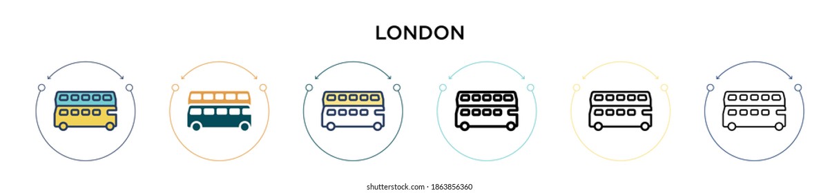 London icon in filled, thin line, outline and stroke style. Vector illustration of two colored and black london vector icons designs can be used for mobile, ui, web