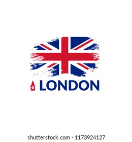 London icon and grunge UK flag