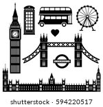 London icon set collection vector