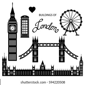 London icon set collection vector