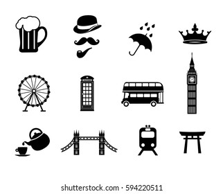 London Icon Set Collection Vector