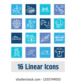 London icon set and fish with chips with london bridge, electro guitar and swan. Cartography related london icon vector for web UI logo design.