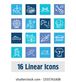 London icon set and fish with chips with london bridge, electro guitar and swan. Cartography related london icon vector for web UI logo design.