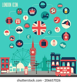 London icon set. Vector illustration.