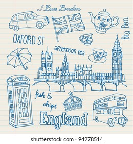 London icons doodles drawing vector svg
