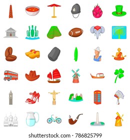 London icons set. Cartoon style of 36 london vector icons for web isolated on white background