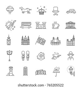 London icons set. England, thin line design