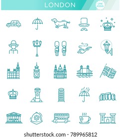 London icons set. England, thin line design