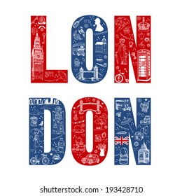 London Illustration Card - hand drawn in vector