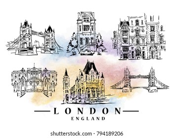 London illustration. Hand drawn vector artwork.