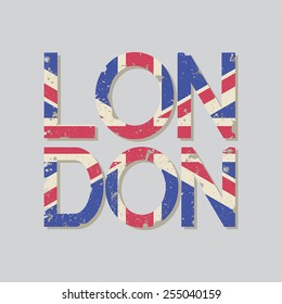 London illustration typography. Vector graphics of t-shirts.