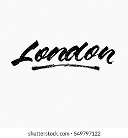 London. Ink hand lettering. Modern brush calligraphy. Handwritten phrase. Inspiration graphic design typography element. Cute simple vector sign.
