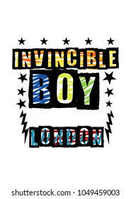 london invincible boy,t-shirt print poster vector illustration