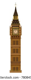 The London landmark the Big Ben Clock-tower isolated on a white background

