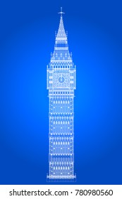 The London landmark Big Ben Clock-tower as a blueprint
