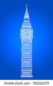 The London landmark Big Ben Clocktower as a blueprint