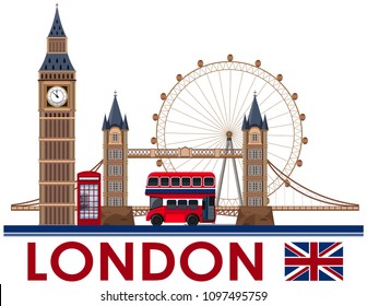 London Landmark on White Background illustration