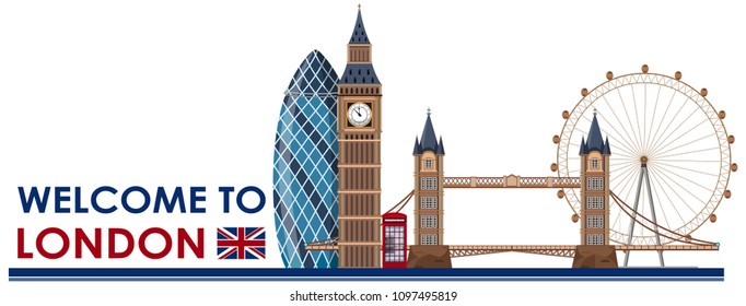 London Landmark on White Background illustration