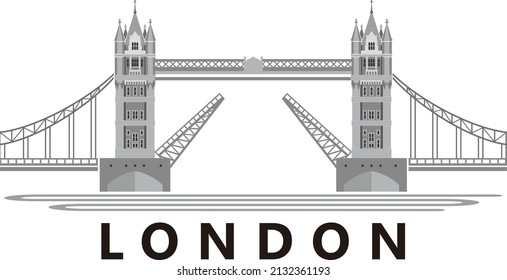 Monumento a Londres - Puente de la Torre, Ilustración vectorial aislada en blanco
