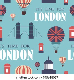 London landmarks seamless pattern. Vector illustration