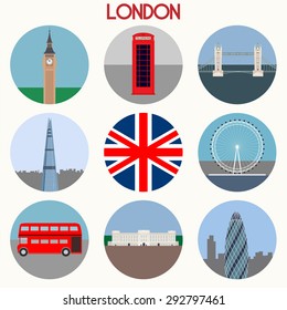 London landmarks & town symbols - Icons Set - Vector EPS10