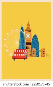 London Wahrzeichen, Vektorgrafik-Postkartengrafik