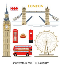 London landmarks vector set. London symbols collection. Great Britain design elements.