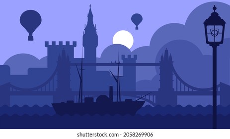 London landscape with building and river vector