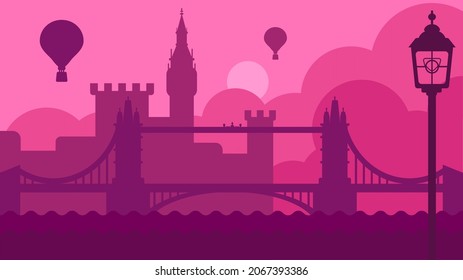 London landscape with castle and river vector