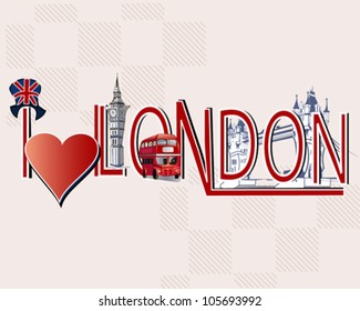 London lettering decorated with London symbols