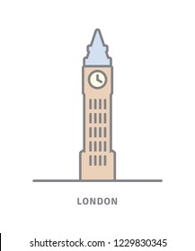 London line icon. Big Ben vector illustration.