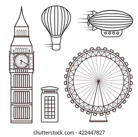 London linear vector turistic icons illustration elements