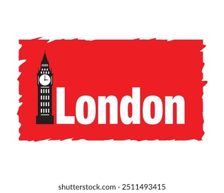 Diseño del logotipo de Londres con la torre del reloj, icono del Big Ben de Londres