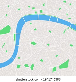 Mapa detallado de Londres. Ilustración vectorial plana.