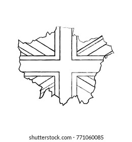 london map with england flag inside