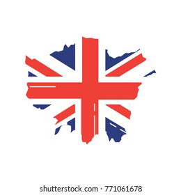 london map with england flag inside