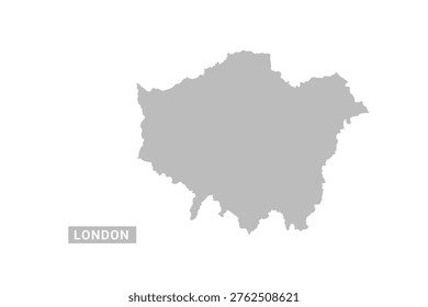London map - Minimal Flat Vector Illustration in Black and Gray, Isolated on White Background, Ideal for Infographics, Educational Use, Reports, and Presentations.