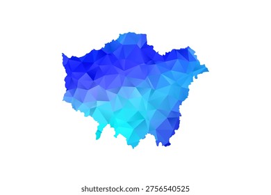 London map - Polygon Style Vector Illustration in Blue Gradient, Low Poly Geometric Design, Isolated on White Background, Perfect for Infographics, Education, and Modern Presentations.