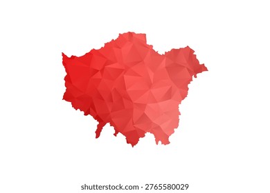 London Map - Polygon Style Vector Illustration in Red Gradient, Low Poly Geometric Design, Isolated on White Background, Perfect for Infographics, Reports, and Educational Materials.