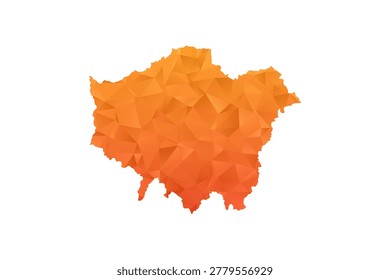 London Map - Polygon Style Vector Illustration in Orange Gradient, Low Poly Geometric Design, Isolated on White Background for Infographics and Education.