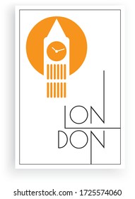 London, minimalist art design, vector. Symbol of London illustration. Scandinavian minimalist artwork. Wall art, wall artwork, poster design in frame