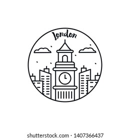 London Monoline Art Illustration Vector, Landmark or Icon Country