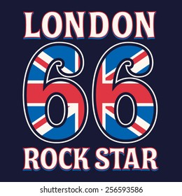 London music rock typography, t-shirt graphics, vectors