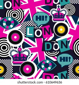 london musical pop art seamless pattern